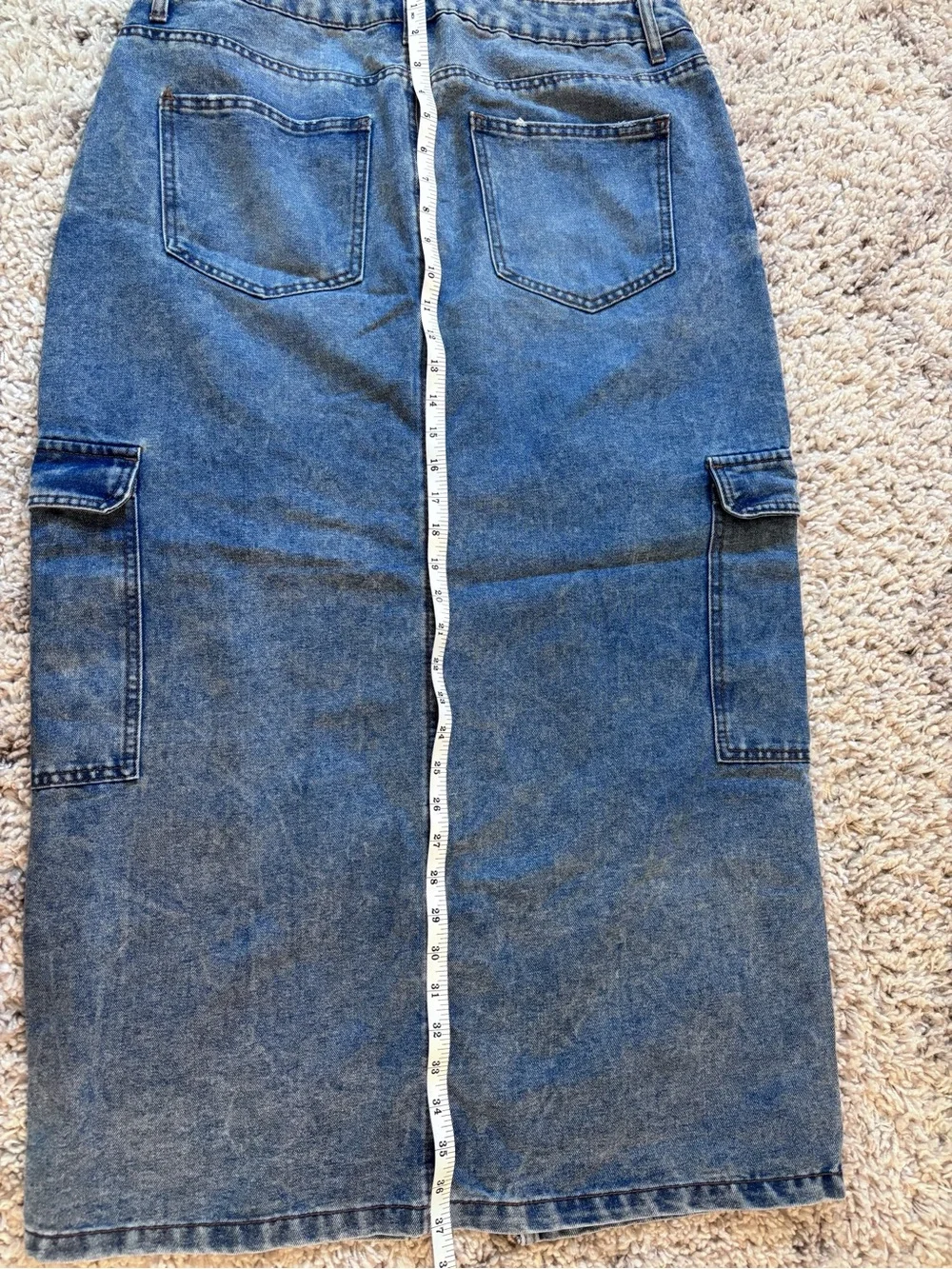 love, Fire Blue Denim Cargo Skirt
